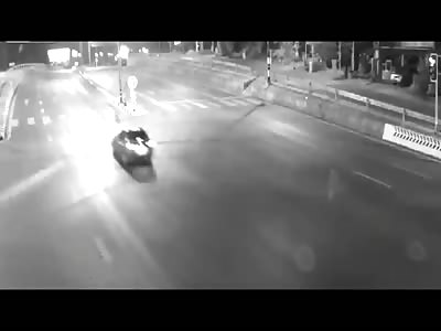 High speed collision on the empty road  