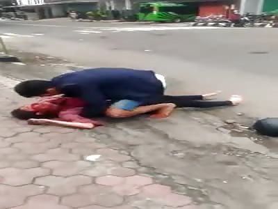 Barefoot Girl Appears to Die After Motorcycle Accident with Truck in Indonesia II