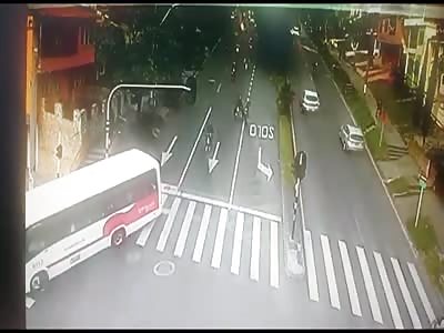 Horrific Crash a motorcyclist woman  Into a Pole at High Speed 