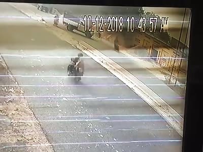 Motorcyclist Sent Flying by Out of Control Car