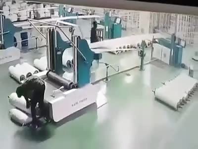 Chinese Worker Sucked Into Paper Mill Machine!