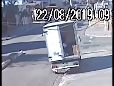 Truck crushes motorcyclist