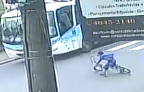 Rider Slides Under Bus, Instant Death