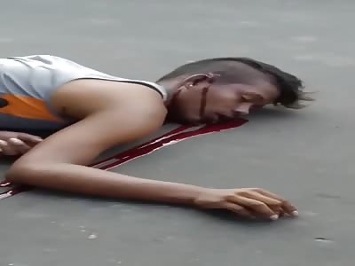dead young man with shot in the head