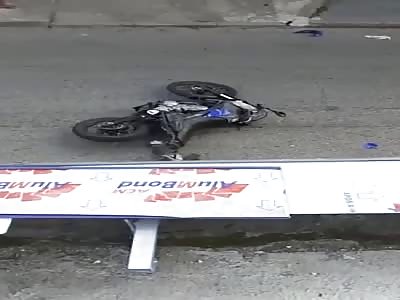 Smashed motorcyclist's foot