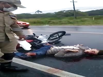 biker  in brutal accident