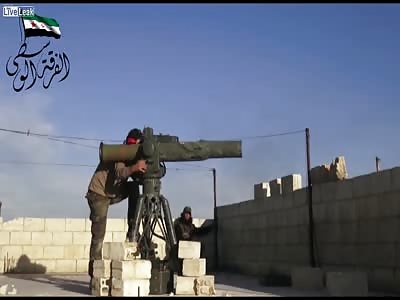 A Syrian patriot silences a 14.5mm MG, operated by Tehran's shiite axis army terrorists, with a TOW ATGM