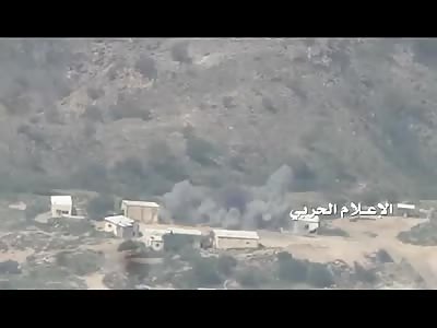As Saudi skulls center and ignite a fire at the site of Qais after the bombing with heavy artillery - Jizan 