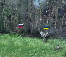 Russian armor is hit and KIA RF soldiers are seen