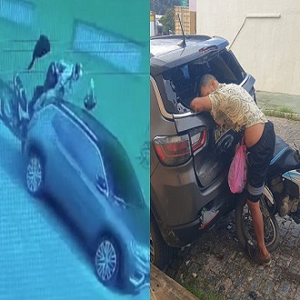 Speeding Biker In Brazil Meets a Parked Van (Action & Aftermath)