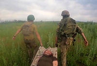 Evacuation of a wounded soldier of the Armed Forces of Ukraine