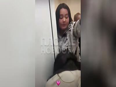 Savage angry wife attack ger husband mistress in public toilet 
