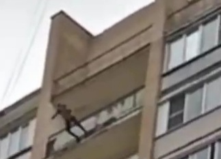 drug addict made an epic jump from the 14th floor