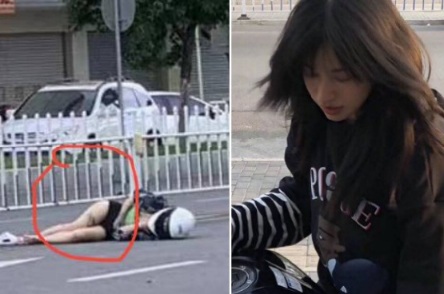   Chinese girl on bike crashed dead 