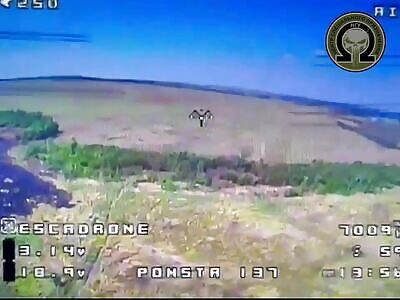 Kamikaze drone hitting a russian vehicle