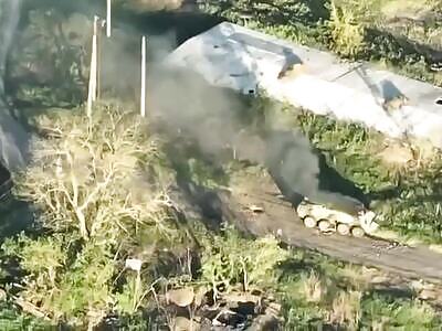Burning Russian armored personnel carrier