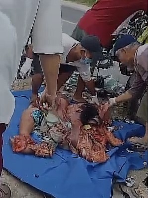 (different angle) victim turns ground beef in indonesia