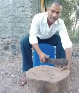 Crazy Older Man Cuts His Own Finger Off With a Machete