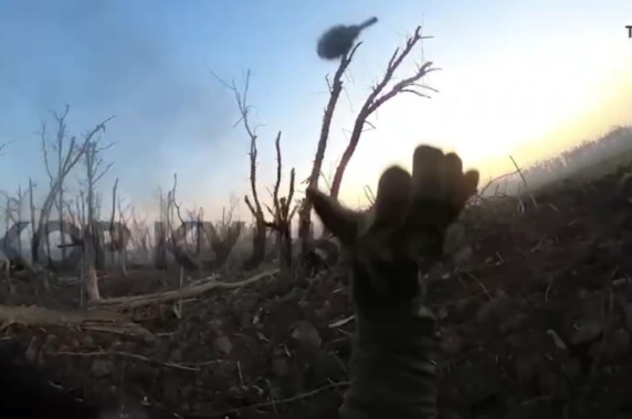 Lucky Russian soldier repulsed grenade from itself in the last second 