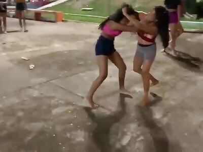 Girls fight in the square