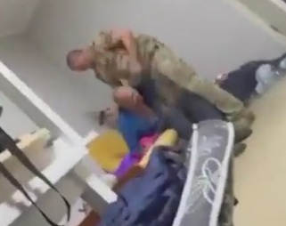 Ukranian soldiers torturing one of them for fleeing the battlefield 