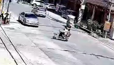 Stupid Chinese woman on electric scooter crushed by speeding car 