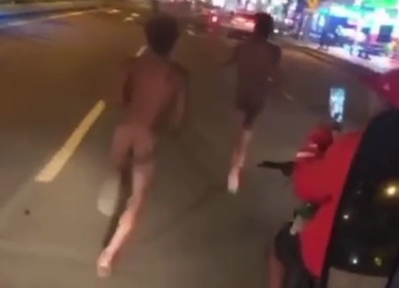 Two thieves stripped naked and humiliated 