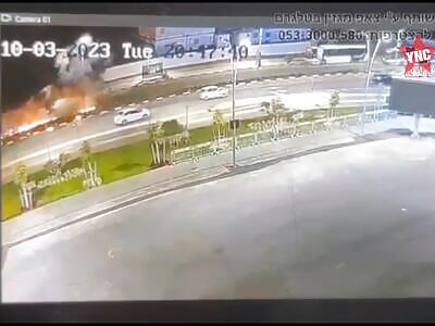 CCTV. Exact moment where motorcyclist loses his life in explosion 