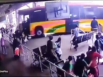 Bus  Driver Accelerates Forward, Killing 3 people.