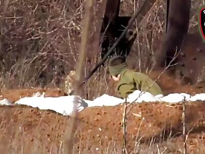 Ukrop Digging A Fighting Postion Hit By Sniper Fire 