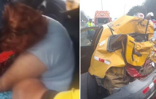 Woman riding taxi crashed dead in the back seat 