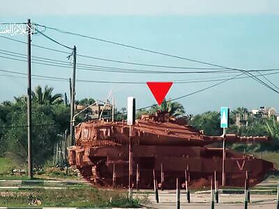 Merkeva Tank Gets Taken Out With An al-Yassin 105mm Anti Tank Round 