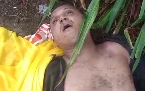 Discovering dead body of young man executed in forest 