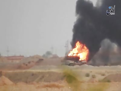 Burning Abrams Tank After Its Destruction
