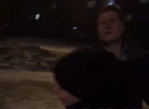 Russian drunk man beating his wife 