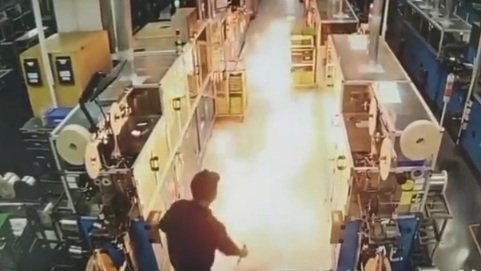 Angry Worker set Fire in the Factory 