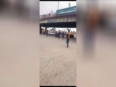 Man tries to commit suicide by jumping off a bridge but lives. Iraq