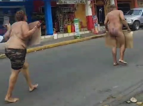 Ecuadorian couple caught stealing punished and stripped naked 