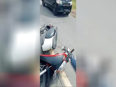 Twisted aftermath of a motorcycle accident 