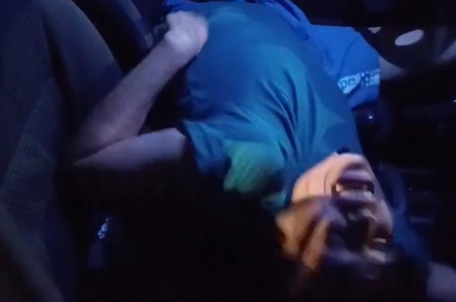 Drugged driver crashed his car and acting crazy 