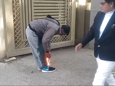 Man Sets Himself on Fire in Protest.