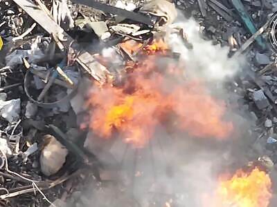 RUSSIAN SOLDIERS BURNING ALIVE AFTER DRONE STRIKE 