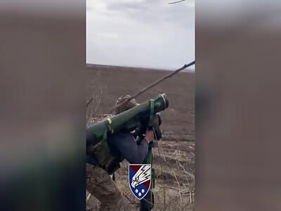 Russian armored vehicle hit by Javelin 