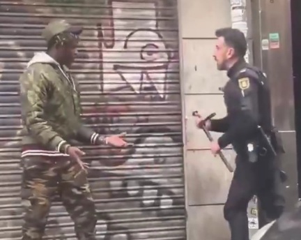Police Dealing with Migrants in Spain 