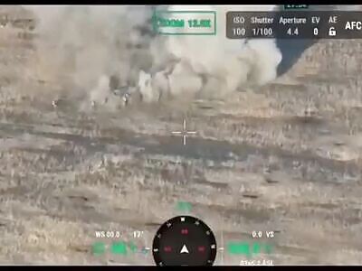 Russian tank full of infantry ran over a mine