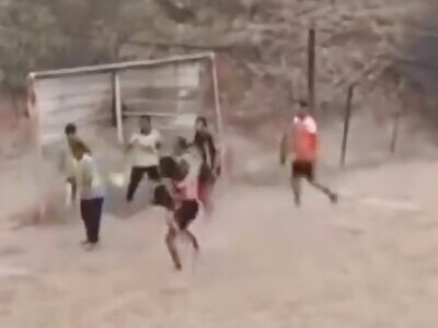 Dudes Fall from Cliff During Football Match