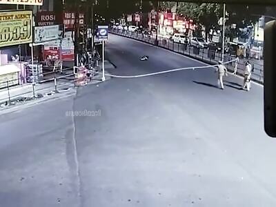 Rope tied by police to control traffic kills motorcyclist