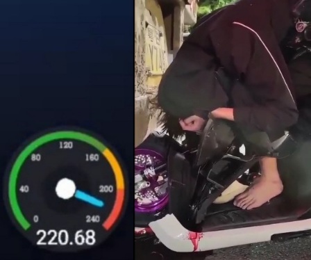 Crashed dead after reaching the 221 km/h on his moped 