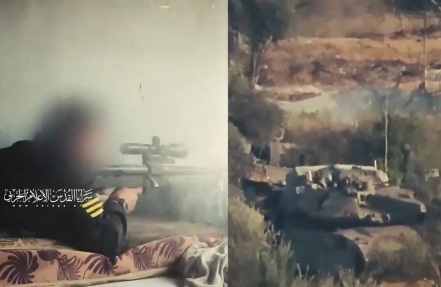Qassami sniper snipes Israeli soldier in Netzarem