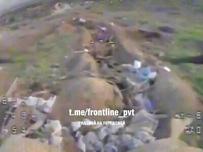 Russian drone attacks Ukrainian trench line 